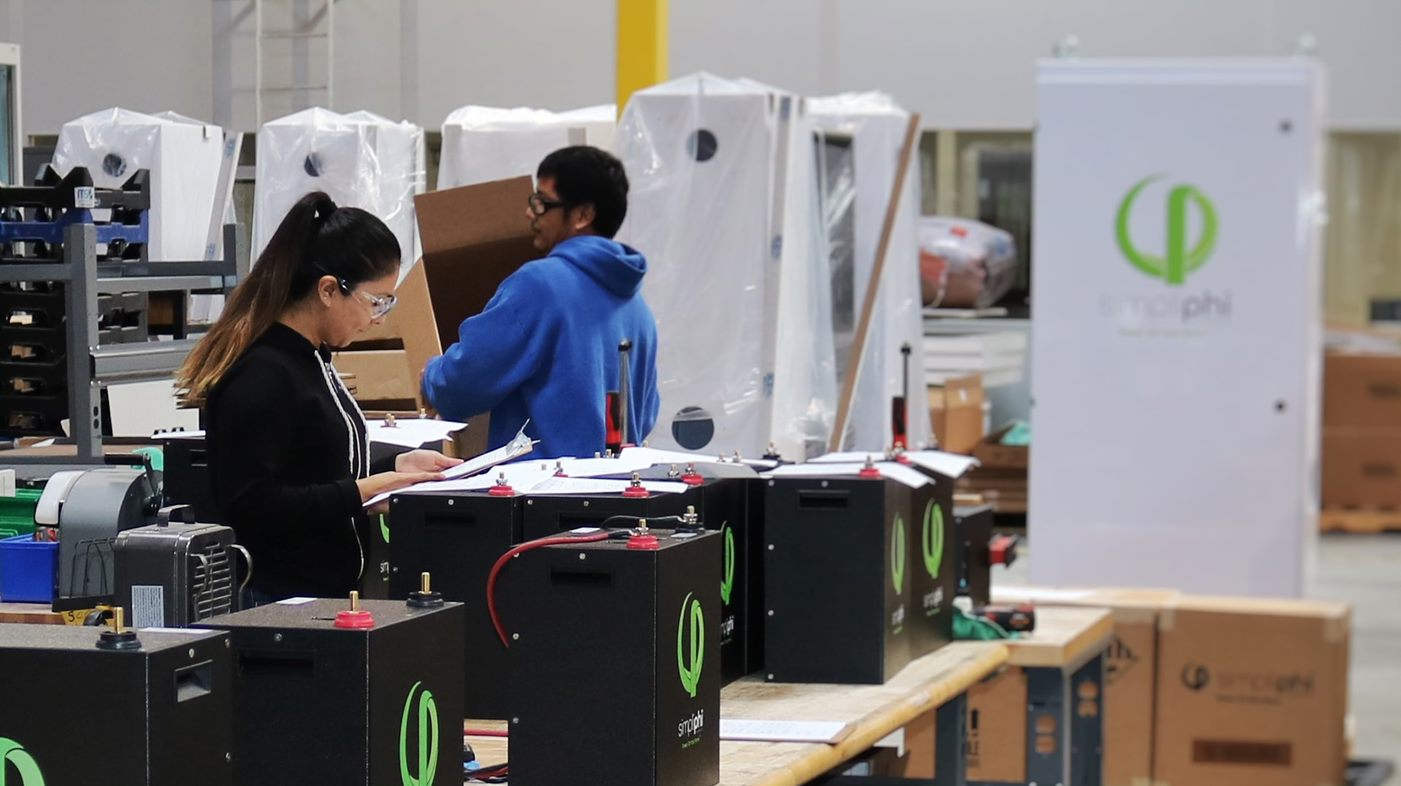Workers assemble SimpliPhi Power products at the company's factory in Oxnard, Calif. Photo courtesy of SimpliPhi Power