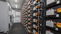 The hybrid battery storage system provides 1.5 megawatts of peak power and stores more than 500 kilowatt-hours of energy. The system can be used in place of a typical onboard generator. Photo courtesy of Patterson-UTI. The hybrid battery storage system provides 1.5 megawatts of peak power and stores more than 500 kilowatt-hours of energy. The system can be used in place of a typical onboard generator. Photo courtesy of Patterson-UTI.