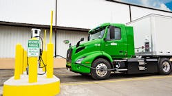A Manhattan Beer Distributors Volvo VNR Electric charges up at the company's distribution warehouse in the Bronx, New York. Photo courtesy of Volvo Trucks North America A Manhattan Beer Distributors Volvo VNR Electric charges up at the company's distribution warehouse in the Bronx, New York. Photo courtesy of Volvo Trucks North America