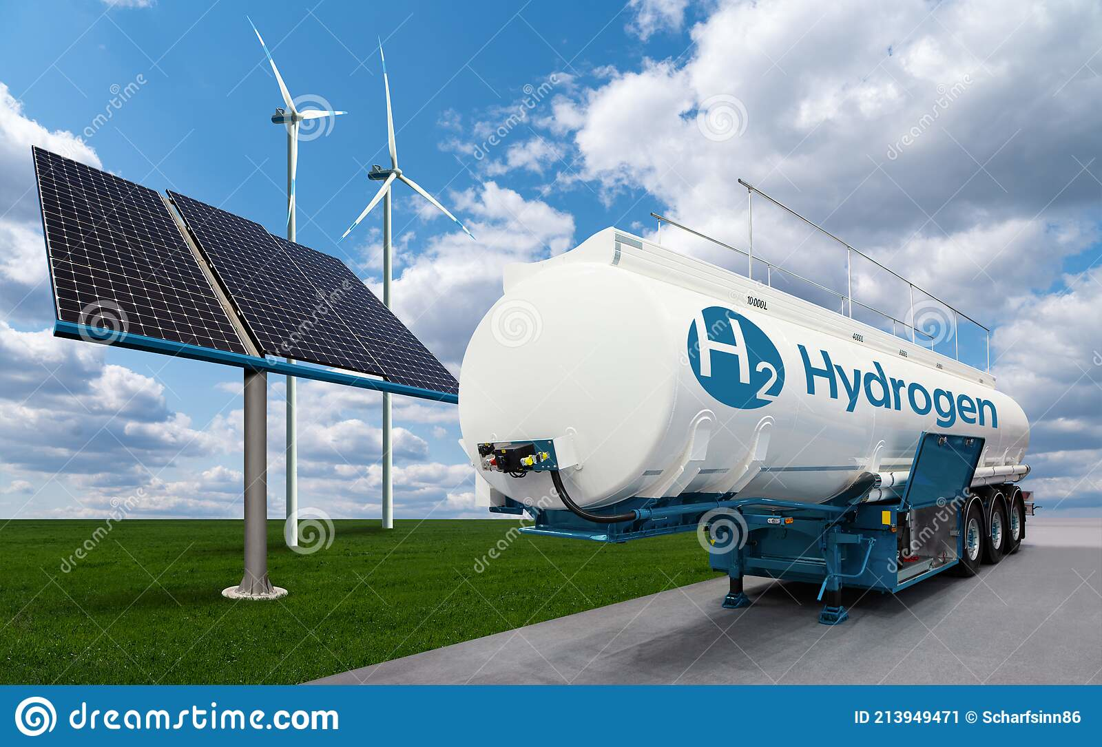 Tank Trailer Hydrogen Background Wind Turbines Solar Panels Getting Green Renewable Energy Sources 213949471 61e0887e10a76