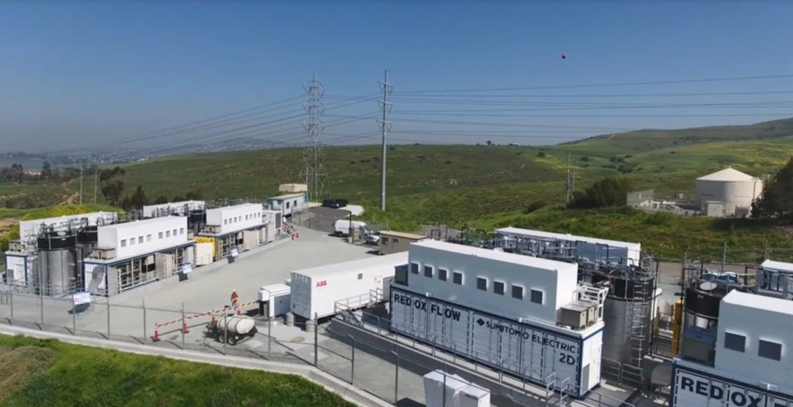 Demonstration microgrid with Redox Flow batteries in California. Image credit Sumitomo Electric.