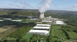 An illustration of the campus plans for Cumulus Data, which is creating a nuclear-powered data center in Salem, Pennsylvania. (Image: Cumulus Data/Talen Energy). Courtesy of Data Center Frontier