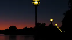 Twilight view across the lake at Lac-Mégantic, Québec.