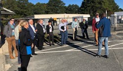 Tech tour attendees from the T&D World Conference listen to Rodney James explain the components of the Mount Holly Microgrid. Attendees came from Tokyo Electric Power, Avangrid and other companies. Tech tour attendees from the T&D World Conference listen to Rodney James explain the components of the Mount Holly Microgrid. Attendees came from Tokyo Electric Power, Avangrid and other companies.