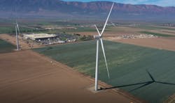 Two wind turbines generating power for the Dole plant in Soledad. Two wind turbines generating power for the Dole plant in Soledad.