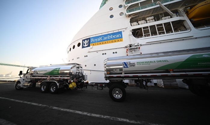 Navigator of the Seas and renewable diesel truck. Image courtesy of Royal Carribean