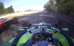 Nick Cassidy makes his move for the lead at the Portland E-Prix. Image courtesy ABB Formula E Nick Cassidy makes his move for the lead at the Portland E-Prix. Image courtesy ABB Formula E