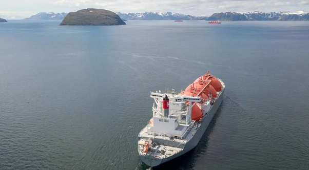 Ship leaving LNG port. Image credit Equinor.