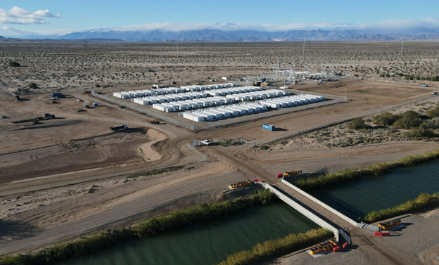 Aerial view of the Westside Canal battery storage project. Image credit PR Newswire