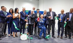 Texas Gov. Greg Abbott, center, cuts the ceremonial ribbon at Schneider Electric's newly opened smart grid manufacturing plant in El Paso. SE's president of North America, Annette Clayton, is immediately left of Gov. Abbott. Image credit LinkedIn Texas Gov. Greg Abbott, center, cuts the ceremonial ribbon at Schneider Electric's newly opened smart grid manufacturing plant in El Paso. SE's president of North America, Annette Clayton, is immediately left of Gov. Abbott. Image credit LinkedIn