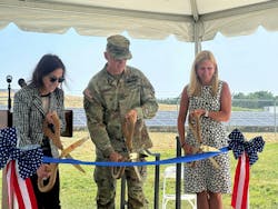 The Honorable Rachel Jacobson, the 17th Assistant Secretary of the U.S. Army for Installations, Energy and Environment (ASA(IE&amp;E)) (left), Brigadier General Edward H. Bailey, Commanding General of the U.S. Army Medical Research and Development Command and Fort Detrick (center) and Nicole Bulgarino, Executive Vice President of Ameresco (right) celebrated the activation of the BESS. Image credit Business Wire.