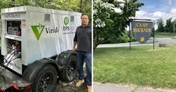 Screenshot of Viridi Chief Commercial Officer Wayne Garett, himself a West Point grad, standing next to the RPS150 battery storage system at Camp Buckner. Image credit Viridi. Screenshot of Viridi Chief Commercial Officer Wayne Garett, himself a West Point grad, standing next to the RPS150 battery storage system at Camp Buckner. Image credit Viridi.
