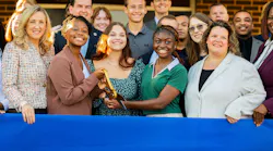 Students and officials celebrate ribbon cutting for new solar project at North Stafford High School. Image credit Julia Brewster, North Stafford and MEI