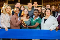 Students and officials celebrate ribbon cutting for new solar project at North Stafford High School. Image credit Julia Brewster, North Stafford and MEI Students and officials celebrate ribbon cutting for new solar project at North Stafford High School. Image credit Julia Brewster, North Stafford and MEI