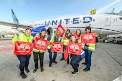 United Airlines celebrates the addition of the San Francisco 49ers to the Eco-Skies Alliance for supporting sustainable aviation fuel. Image credit United United Airlines celebrates the addition of the San Francisco 49ers to the Eco-Skies Alliance for supporting sustainable aviation fuel. Image credit United