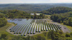 Aerial view of the Rivesville solar farm at the former coal-fired power station property. Image credit FirstEnergy via Flickr and used with permission