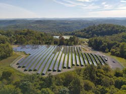 Aerial view of the Rivesville solar farm at the former coal-fired power station property. Image credit FirstEnergy via Flickr and used with permission Aerial view of the Rivesville solar farm at the former coal-fired power station property. Image credit FirstEnergy via Flickr and used with permission