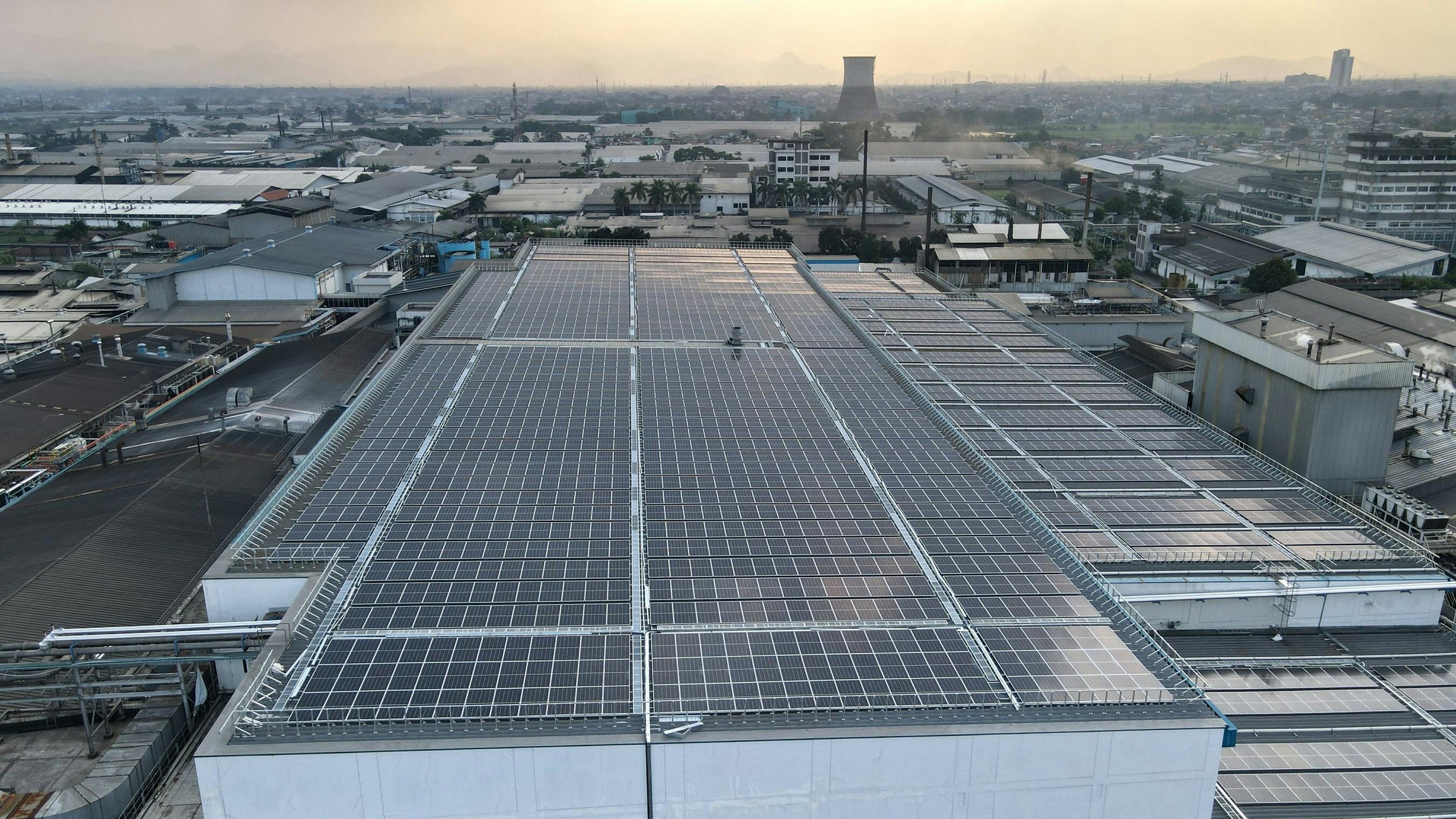 Site of PT. Perusahaan Industri Ceres&rsquo; solar rooftop project installed by TotalEnergies ENEOS. Image credit TotalEnergies