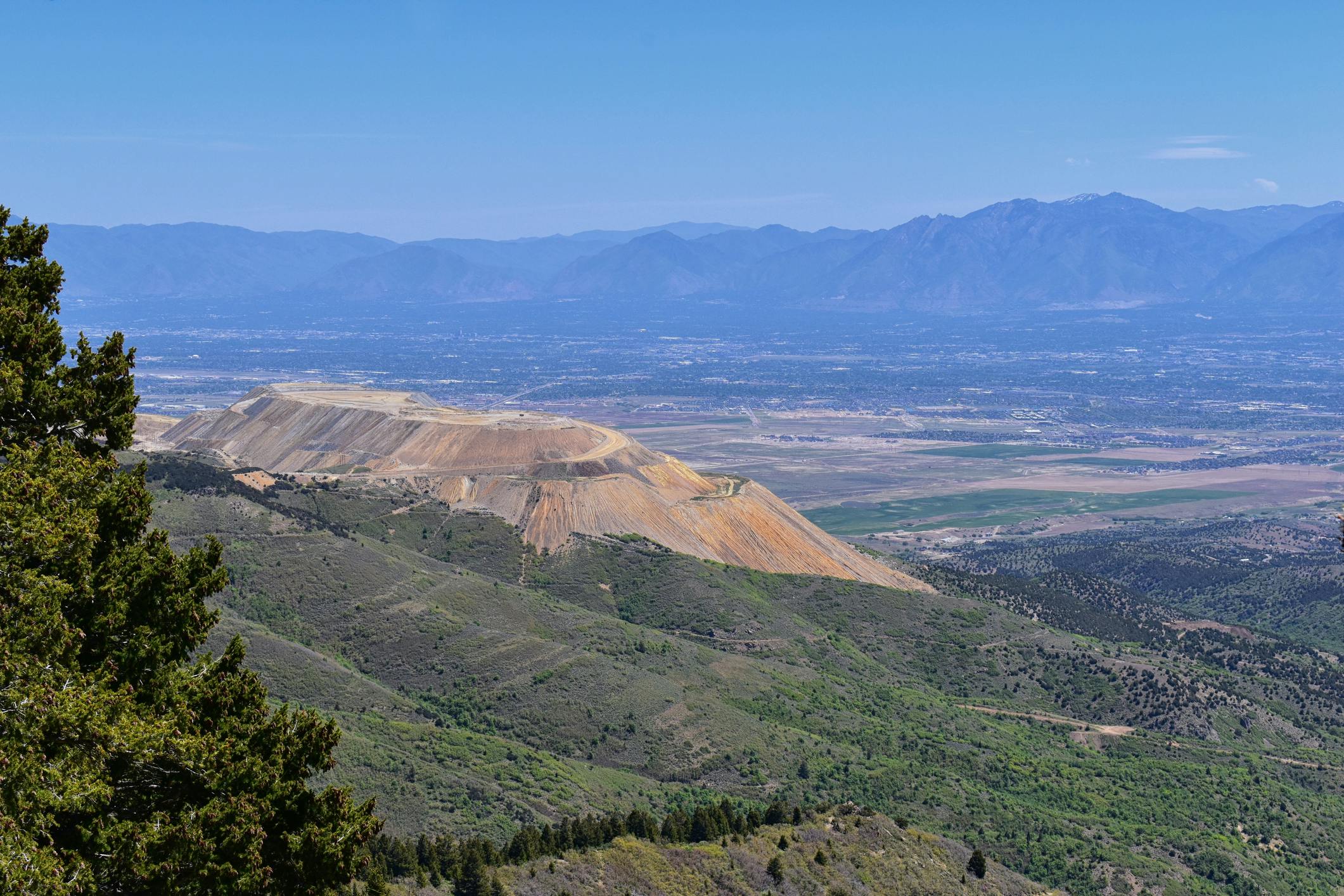 Panoramic view of Wasatch Front Rocky Mountains from the Oquirrh Mountains, by Kennecott Rio Tinto Copper mine
