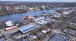 Aerial view of the Prairie Street Brewery Co. solar array. Image credit courtesy ComEd Aerial view of the Prairie Street Brewery Co. solar array. Image credit courtesy ComEd