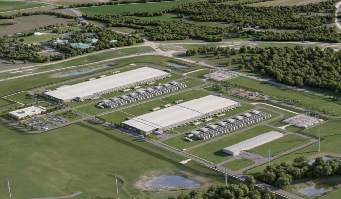 Aerial shot of a Meta data center in Texas. Image credit Meta
