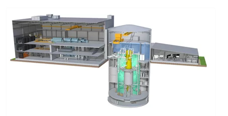 Rendering of SMR facility featuring BWRX-300 SMR. Image credit GE Hitachi Nuclear