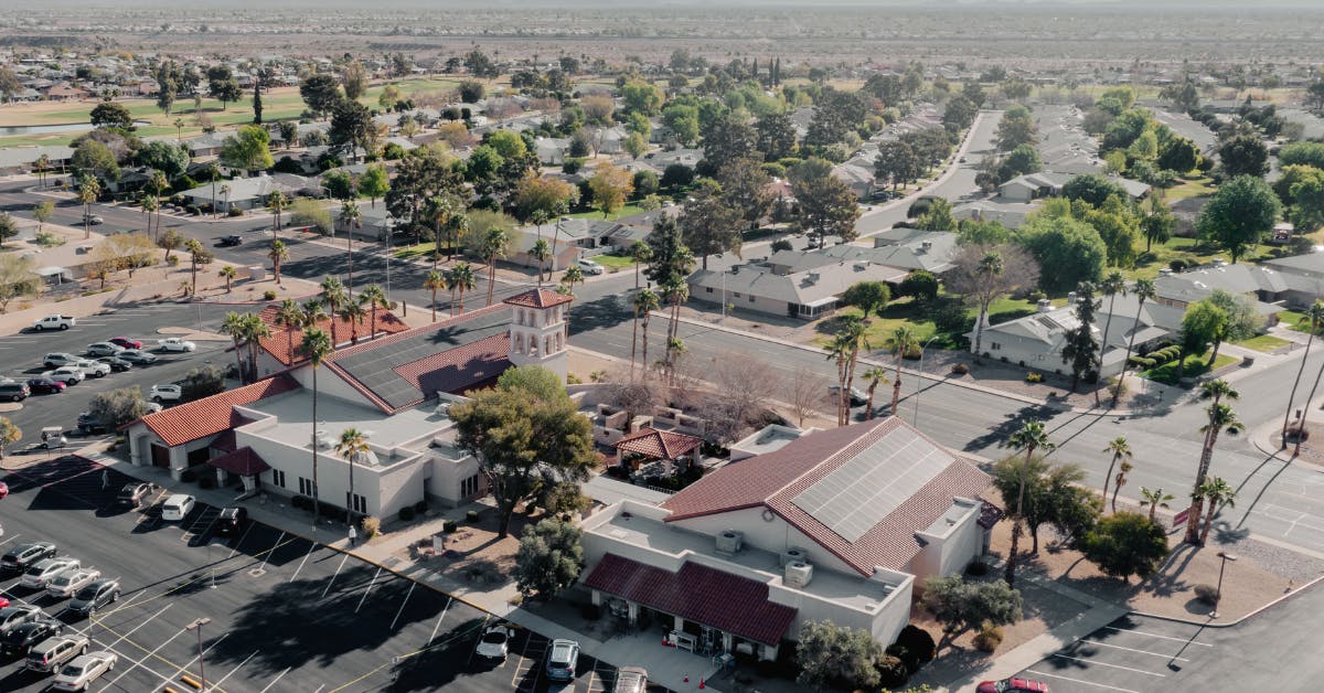 Aerial of Desert Garden UCC's rooftop solar array, courtesy EINPresswire