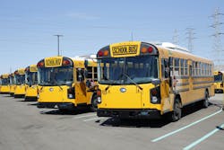 Dearborn Public Schools' new electric buses. Image credit Blue Bird, Highland Electric Fleets/PR Newswire Dearborn Public Schools' new electric buses. Image credit Blue Bird, Highland Electric Fleets/PR Newswire