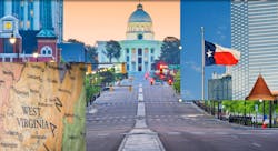 Photo collage of scenes from Alabama, Texas and West Virginia. Images credit Dreamstime and Shutterstock.com Photo collage of scenes from Alabama, Texas and West Virginia. Images credit Dreamstime and Shutterstock.com