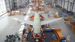 Inside Hamburg, German assembly line for A320. Image credit Airbus