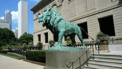 lion statue in front of art institute lion statue in front of art institute