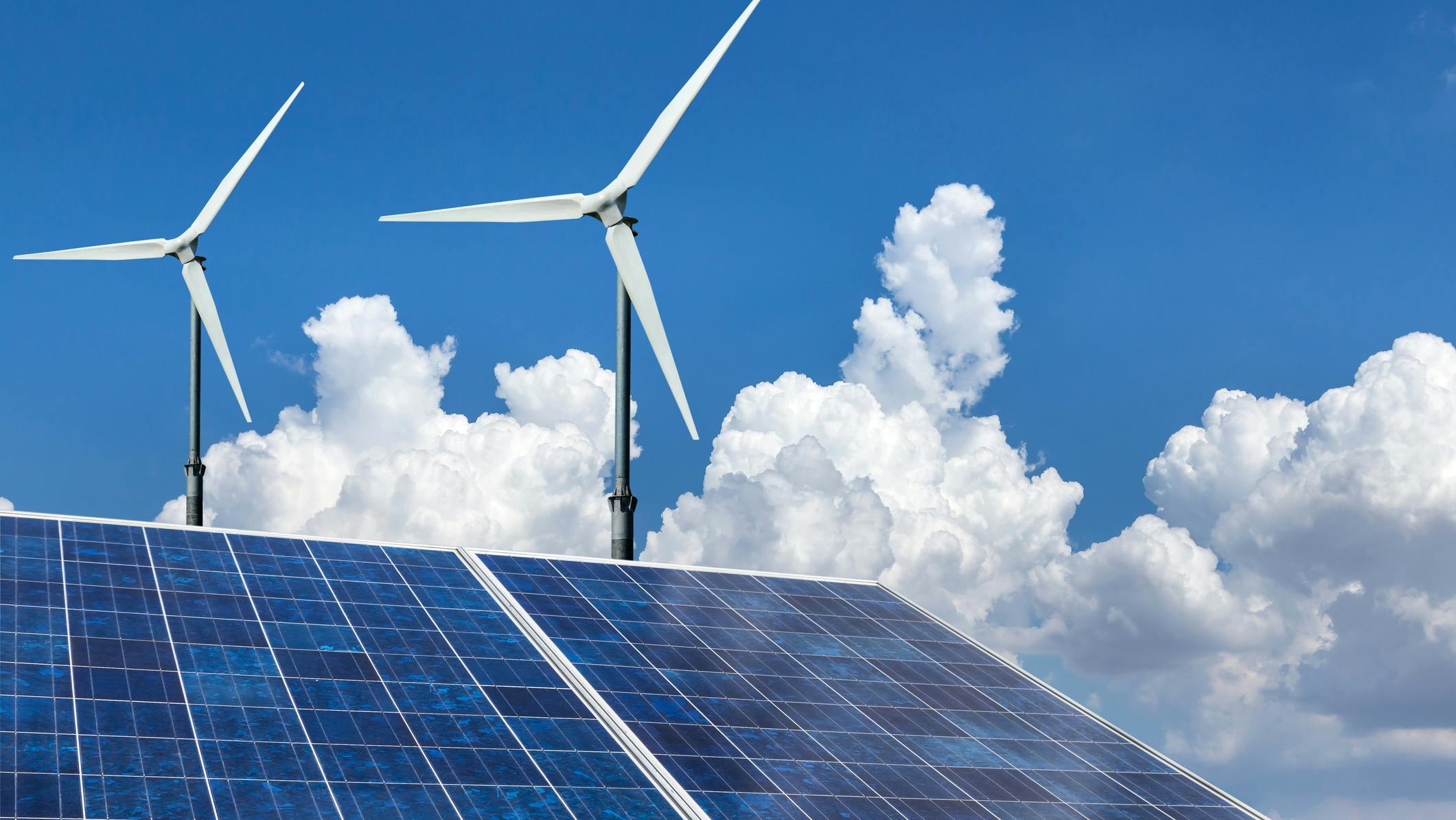 solar panels and wind turbines