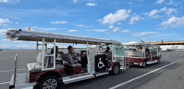 HNL Welcomes Wiki Wiki EV Trams at Honolulou Airport