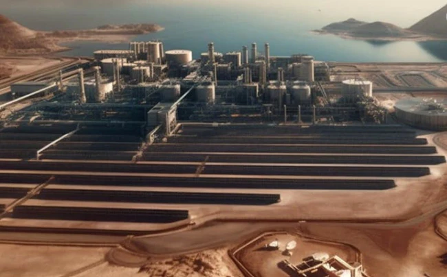 Rendering of Jordan's Port of Aqaba green ammonia export hub. Image credit Hynfa