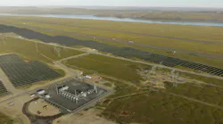 Aerial photo of Tower Solar project, showing solar array and substation. Aerial photo of Tower Solar project, showing solar array and substation.