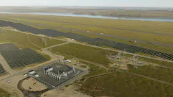 Aerial photo of Tower Solar project, showing solar array and substation. Aerial photo of Tower Solar project, showing solar array and substation.