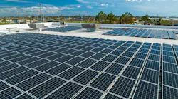 solar panels on commercial rooftop building