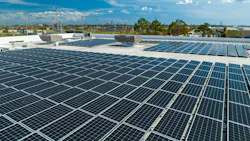 solar panels on commercial rooftop building