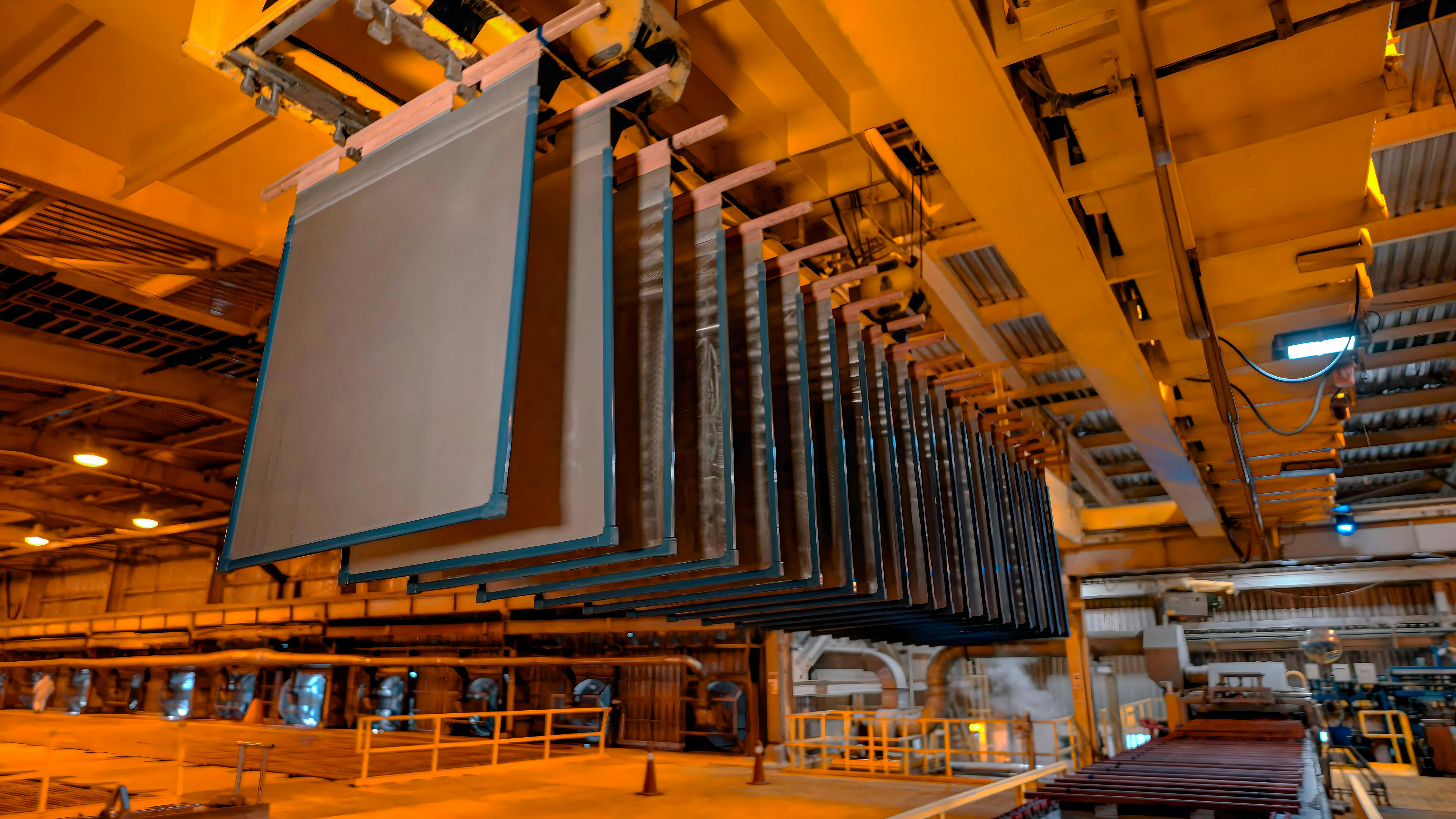 Copper plates in a copper production plant.