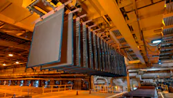 Copper plates in a copper production plant.