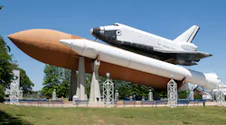 Space Shuttle and tanks on display at NASA's Marshall Space Flight Center in Huntsville, Alabama.