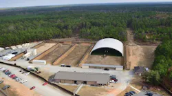 Aerial photo of specialized military training range complex at Fort Benning near Columbus, Georgia.