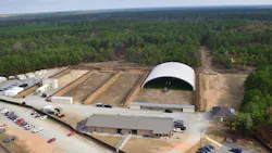 Aerial photo of specialized military training range complex at Fort Benning near Columbus, Georgia.