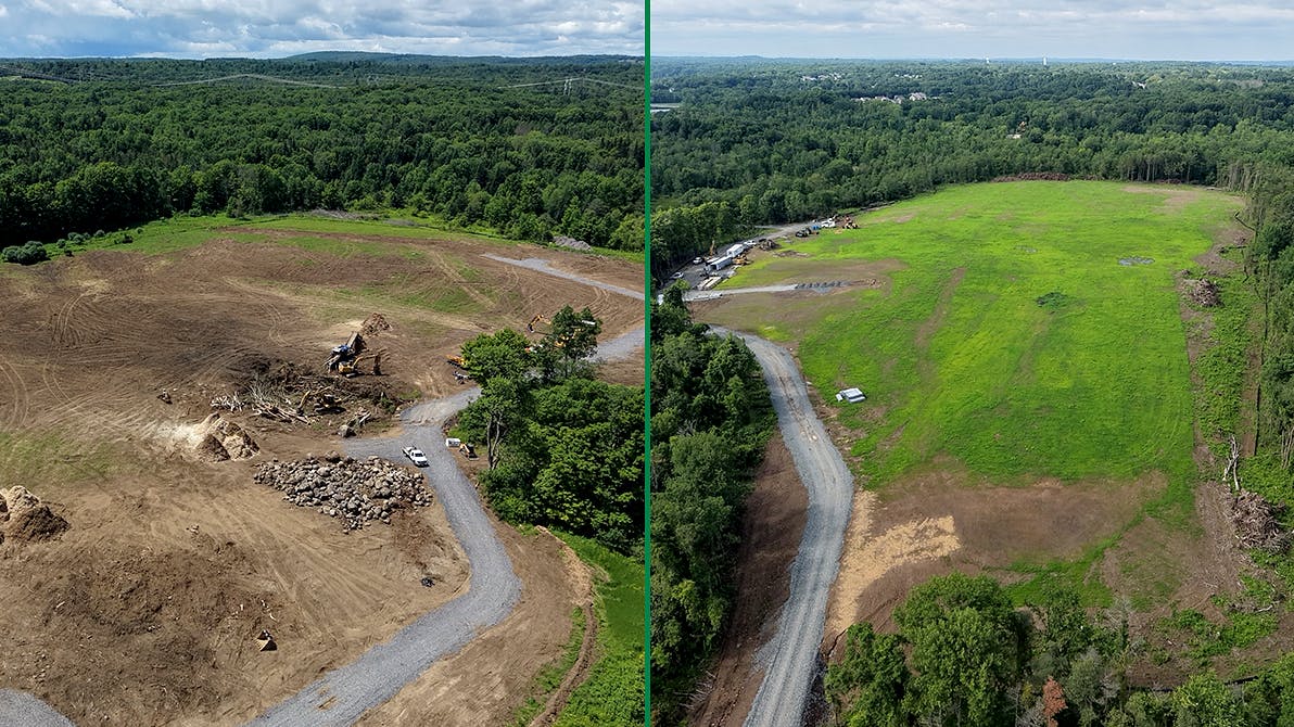 Active site preparation for Seaboard Solar's 23-MW community solar projects in upstate New York.