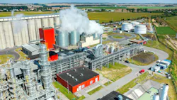 An aerial view of a modern biofuel factory.