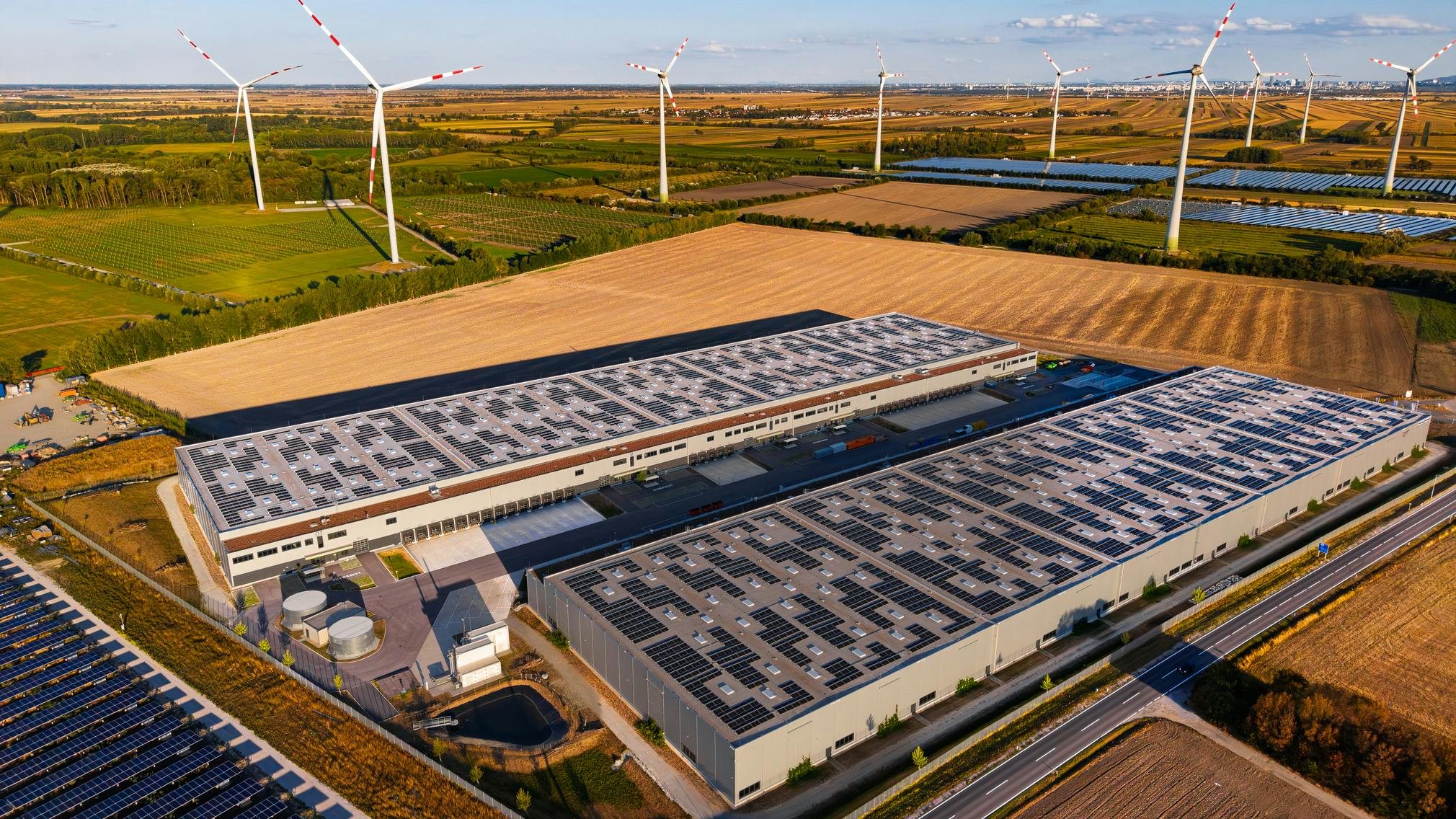 commercial building with wind and solar