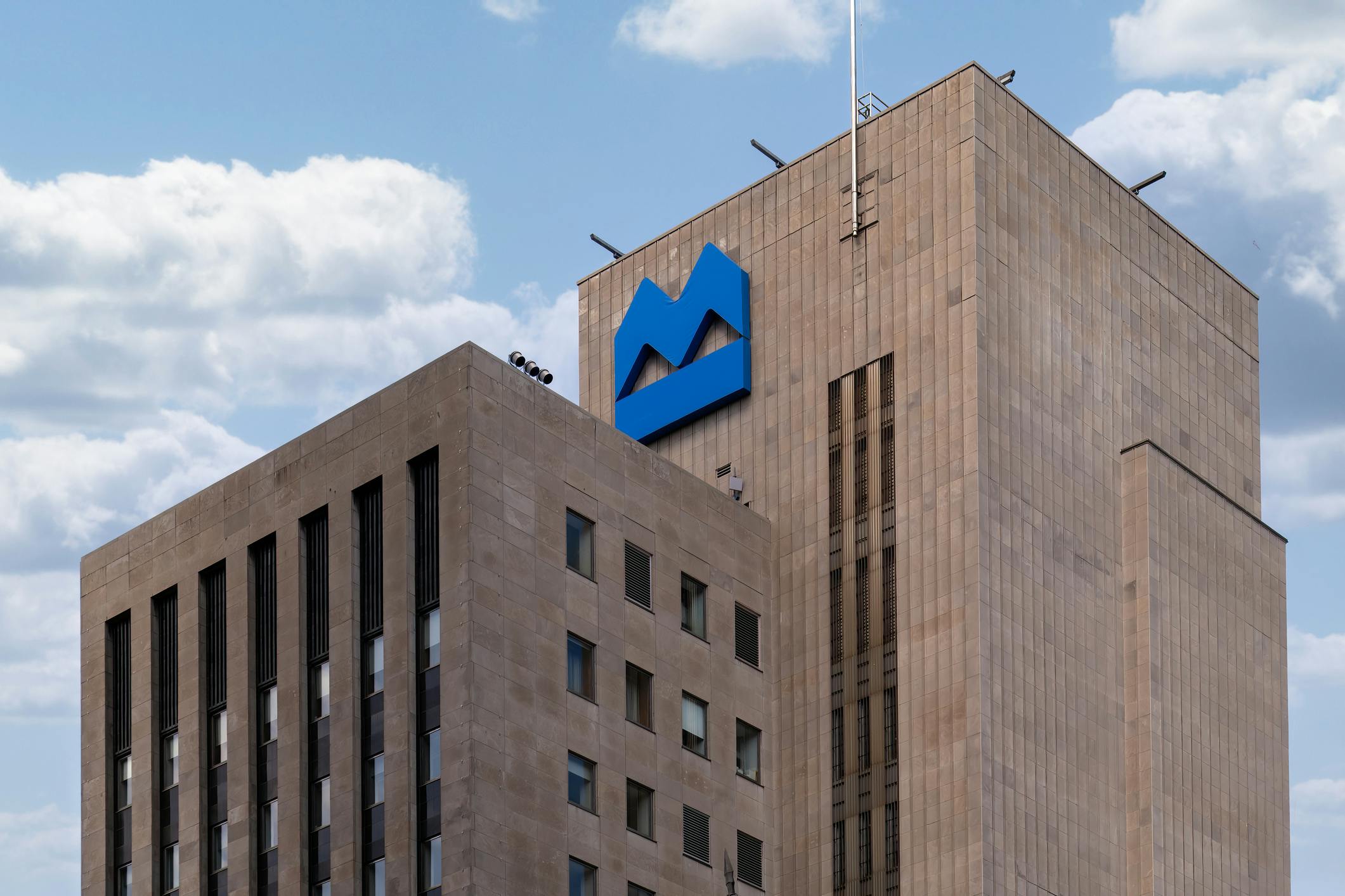 Ontario commercial real estate building with Morguard logo.