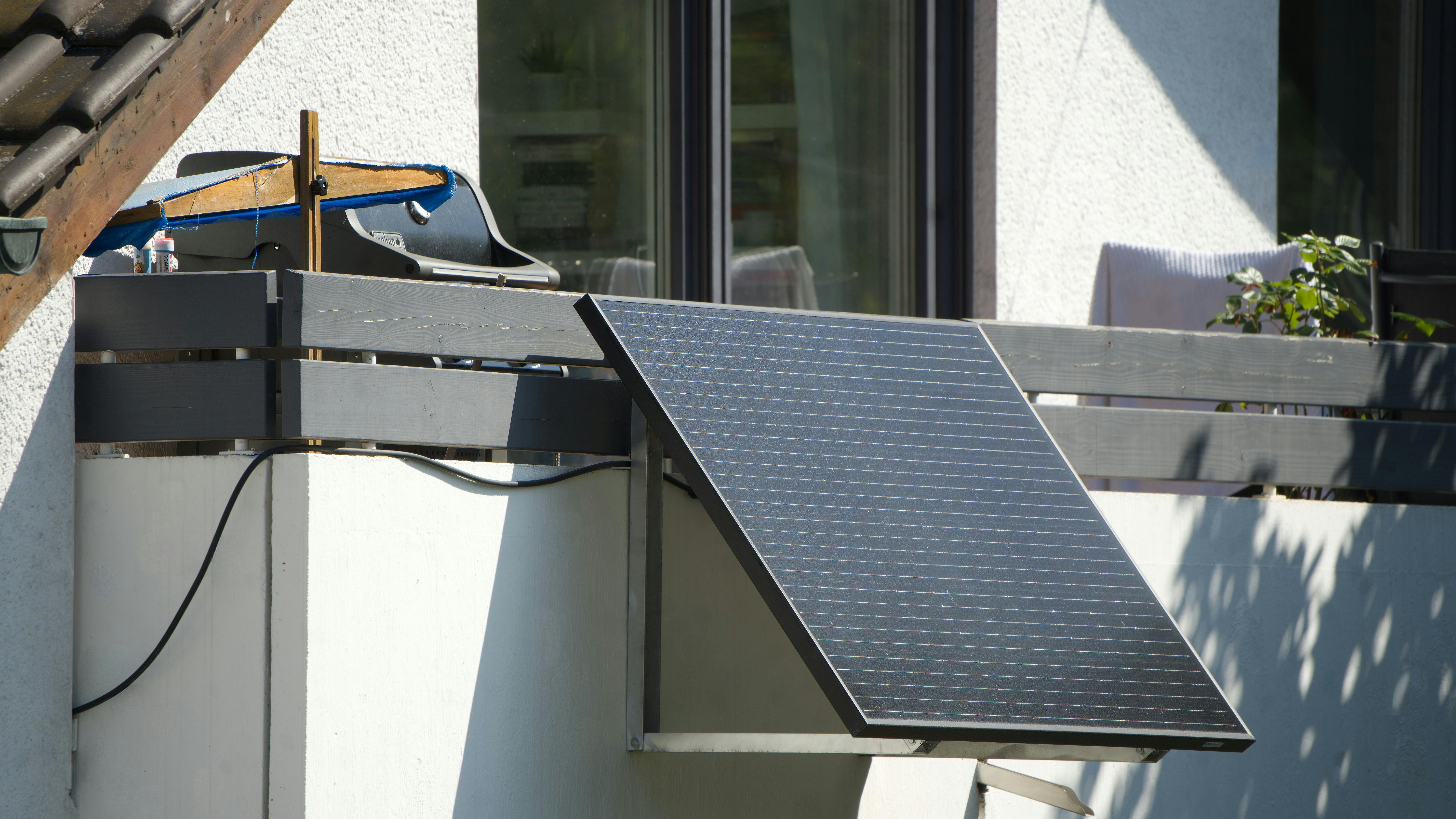 Photo of a plug-in solar panel system, commonly referred to as balcony solar.