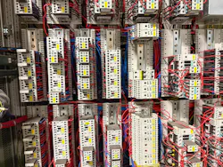 Industrial electrical controls system cabinet with Siemens equipment.
