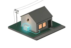3D illustration of a residential home utilizing Base Power's whole-home backup BESS operating during a grid outage. | Credit: Base Power
